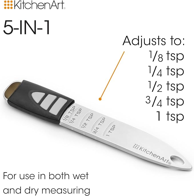 KitchenArt Pro Adjust-A-Teaspoon, Stainless Steel Measuring Spoon, Silver