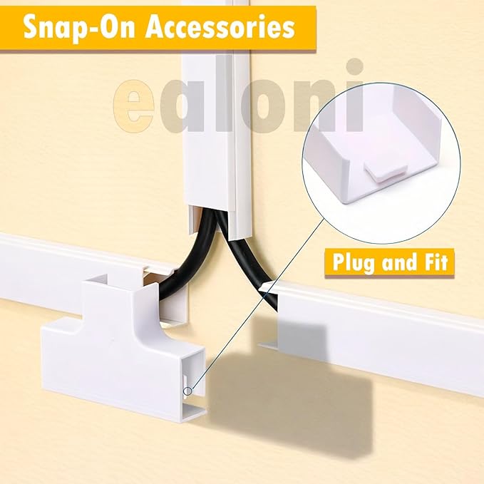 157" Cord Hider Kit | 10 Pcs 15.7in Paintable Cable Raceway with Connectors | T & L Corners | Inside & Outside Elbows | Screws and Anchors | Wall Cable Concealer for TV