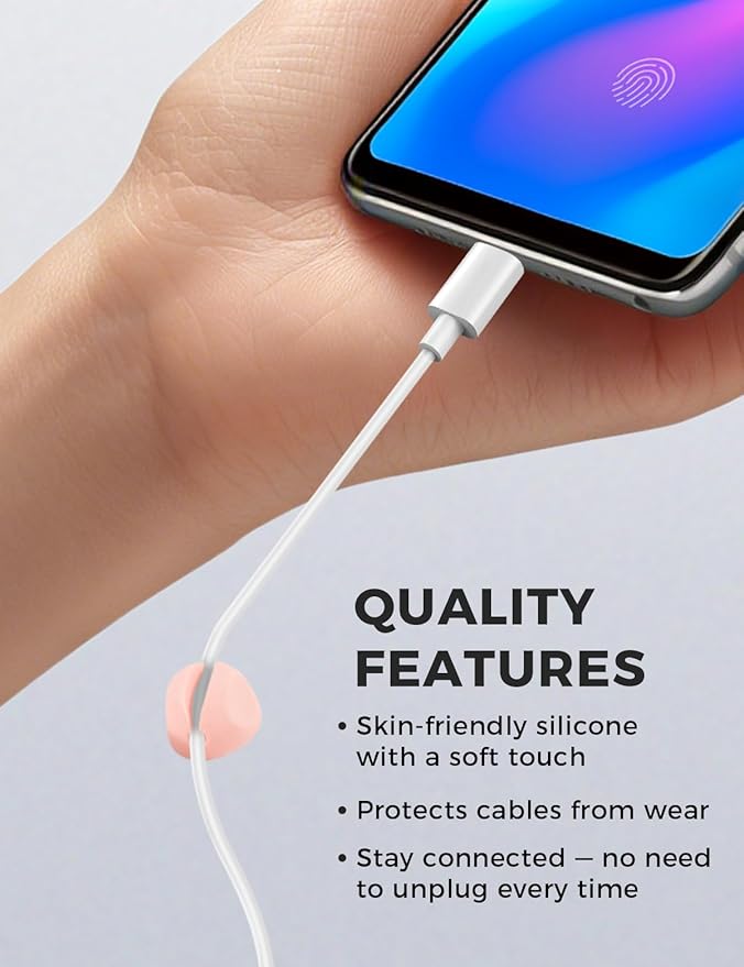 Magnetic Silicone Cable Clips with No-Residue Strong Adhesive – Desk, Under-Desk, Nightstand, Wall, Car, Office & Home Cord Organizer for Cable Management - Pink