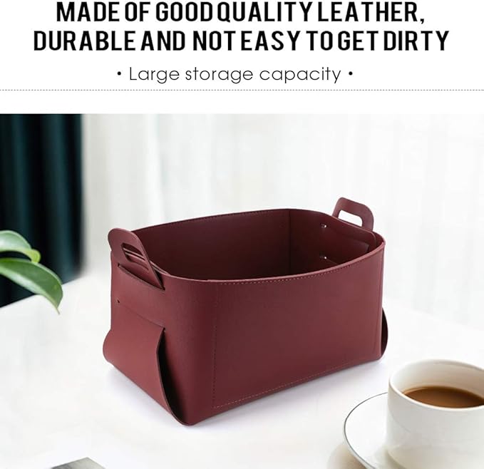 Leather Valet Tray, Jewelry Tray, Catchall Tray, Desktop Storage Organizer，Bedside Caddy for Men Key Wallet Watch Coin Phone Change,Candy Holder Sundries Tray,Convenient for Travel (06 Red 1)