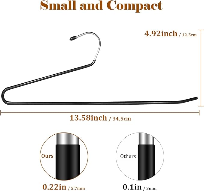 Pants Hangers,50-Pack Clothes Hangers, Non-Slip Open-Ended Pant Hanger,White Metal Hangers Design for Jeans,Slacks,Scarf (Black)
