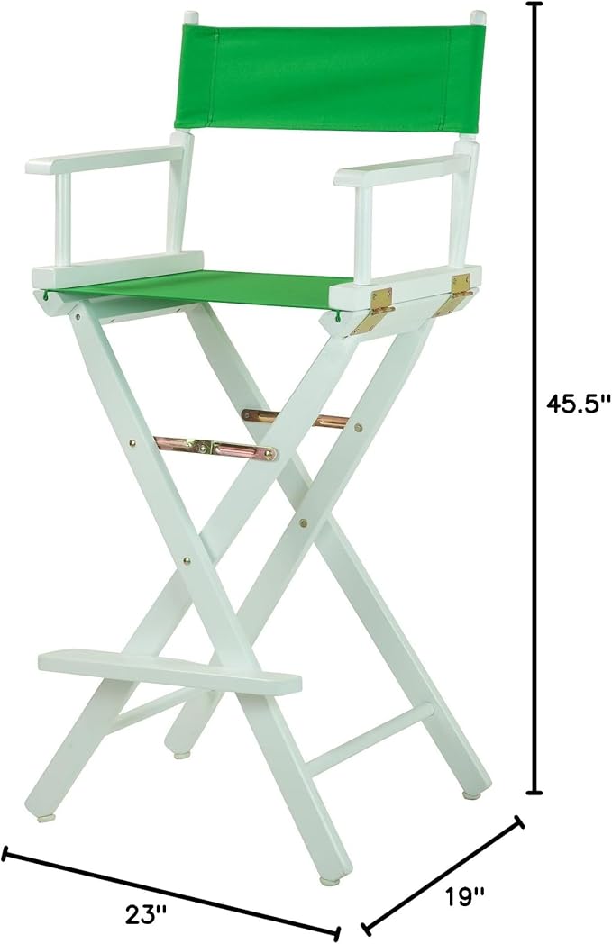 Casual Home Director's Chair ,White Frame/Green Canvas,30" - Bar Height