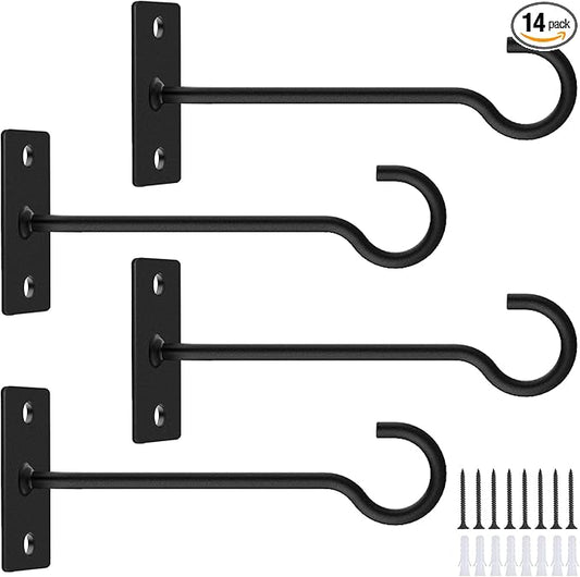 4Pack 6inch Wall Hook for Hanging Plant Bracket Metal Plant Hook