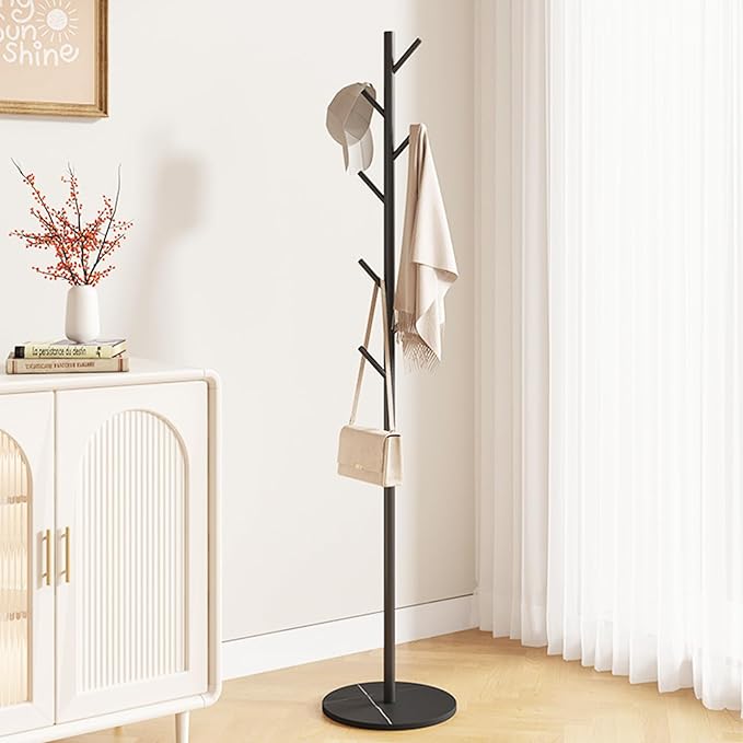 Coat rack freestanding，Coat tree Marble base metal coat rack jacket coat bag perchero heavy duty coat rack Available for hall office entryway black coat rack (black)