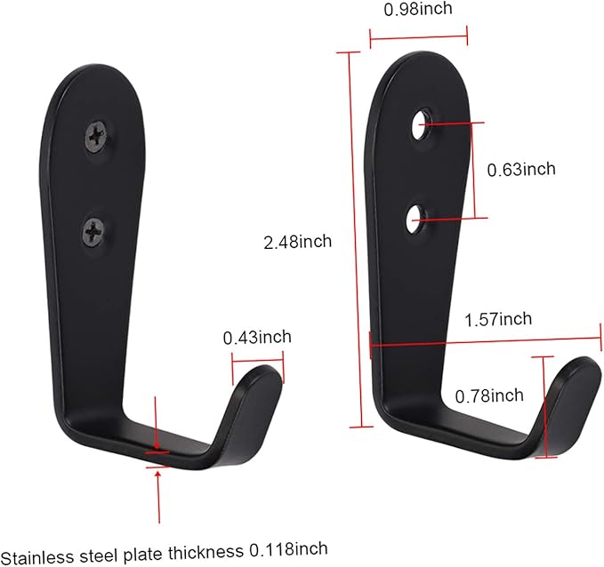 Wall Hooks 8 Pcs,Coat Hooks, Stainless Steel Hook, Garage, Luggage Key Hook, Bathroom Kitchen Dining Room,Heavy Duty, Indoor and Outdoor Hooks (Black)