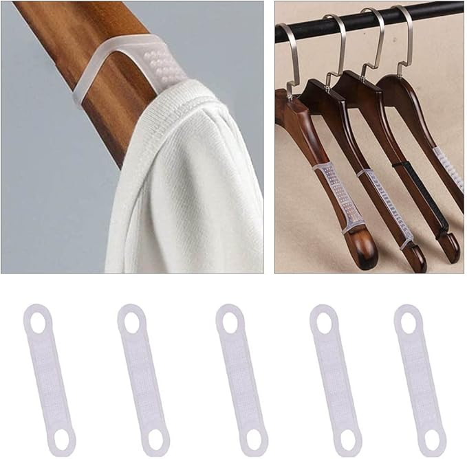 50 Pcs Clear Non-Slip Rubber Clothes Hanger Grips Transparent Strips Clothes Rack Pads for Wood Plastic Hangers Home Stores Usecs