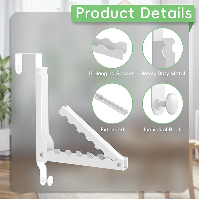 1 Pack Over The Door Hooks, Extended Over The Door Clothes Hanger with 11 Ridges,Space-Saving Over The Door Rack Door Hooks for Hanging Clothes,Larger Capacity Over The Door Hanger,Upgraded version.