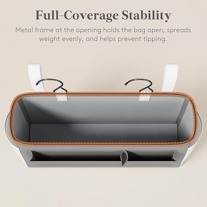 Lifewit Bedside Caddy Storage Organizer, Hanging Storage Bag with Fixed Straps, Book Remotes Holder for Home, College, Dorm, Bunk, Hospital, Crib Bed Rails, Grey