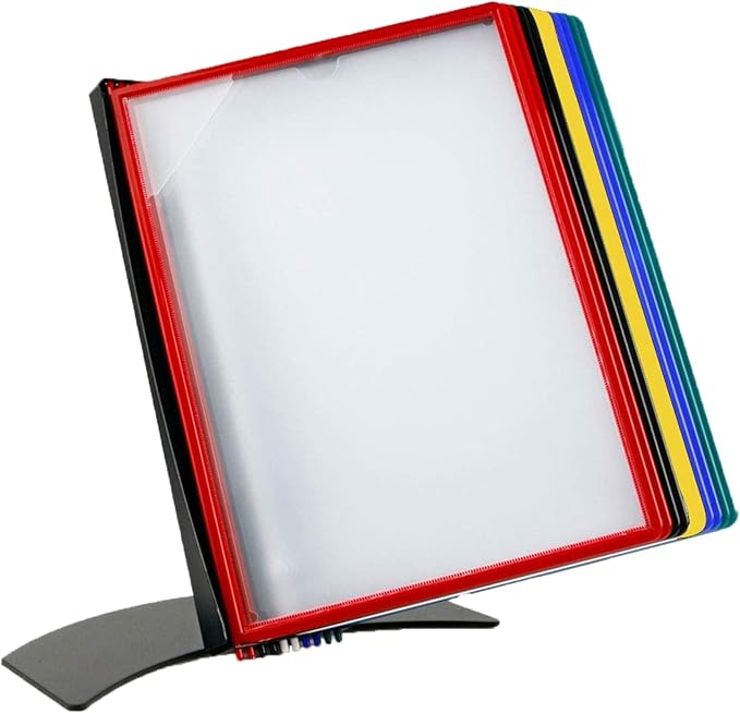 Tarifold DJOIS Desktop Reference & Display System, 10 Double-Sided Pockets, 20 Sheet Capacity, Expandable, Durable Metal Base & Polypropylene, Letter Size, Made in France, Assorted Colors