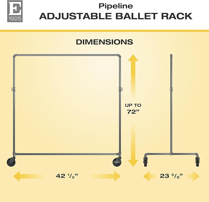 Adjustable Rolling Rack – Econoco Vintage Pipeline 2 Way Ballet Clothes Hanging Fixture