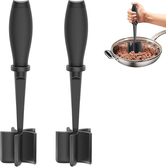 2Pack Meat Chopper, Heat Resistant Meat Masher for Hamburger Meat, Ground Beef Smasher, Nylon Hamburger Chopper Utensil, Meat Ground, Non Stick Mix Chopper Mix and Chop, Meat Masher Tool Gift