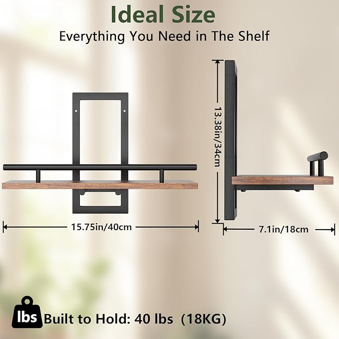 Sbosbo Floating Shelves for Wall, Plant Shelf Indoor, Wall Planters for Indoor Floating Plant Shelves for Bedroom, Living Room, Kitchen, Office, Bathroom Decor (2 Pack) (Black 02, 2)