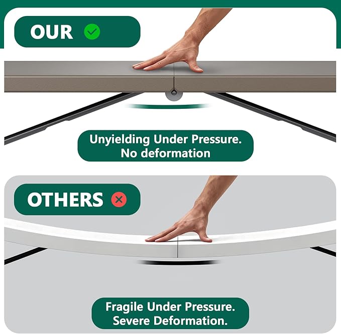 Folding Table 2 Pack, 6FT Heavy Duty Plastic Table with Handle, Foldable&Portable, Fold-in-Half Utility Tables for Outdoor, Dining, Wedding, Events, Indoor, Picnic, Camping, Party,Khaki
