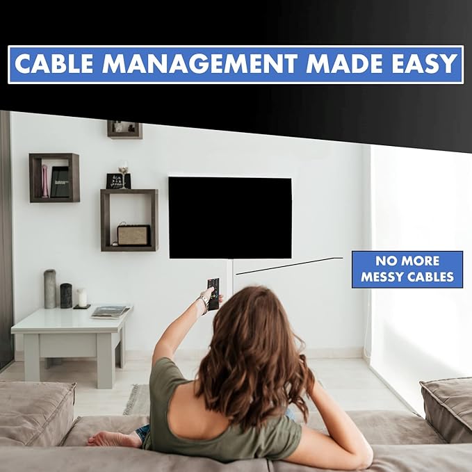Kable Kontrol Cord Cover Cable Raceway Kit, 144”in Cable Cover Channel, Paintable Self-Adhesive Cable Management Wire Concealer, Cord Hider for Wall Mounted Tv, 1.25” W x 0.43” H – 10 Pcs – White