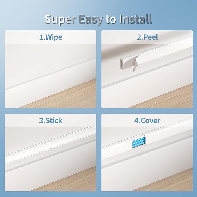 Cord Covers for 3-4 Wires on Wall, Wuitaouy 141.7in Cord Hider Kit, Self-Adhesive Wire Hider Wire Covers for Cords on Wall, Paintable Tv Cable Hider Cable Raceway, W1.18 H0.6in, White