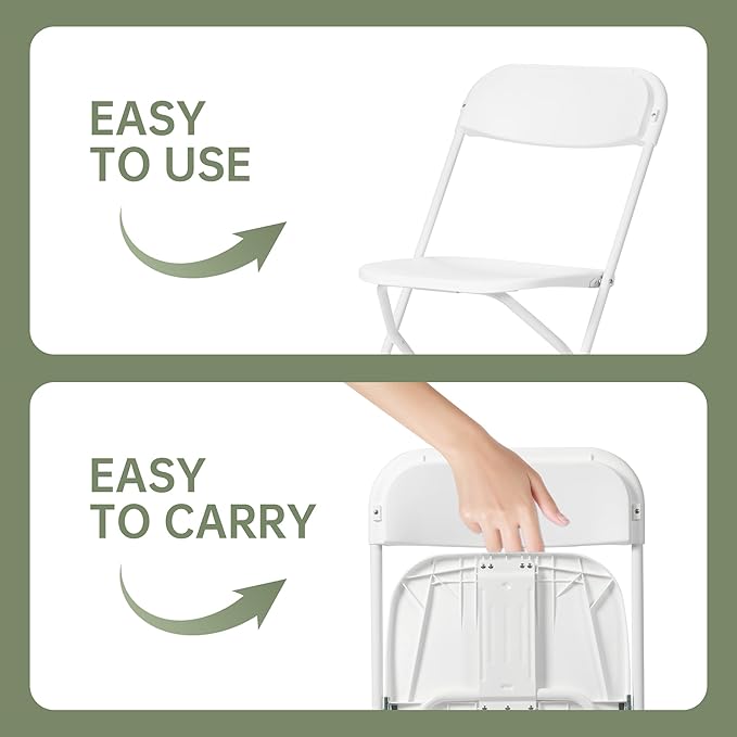30 PCS Plastic Folding Chair, Portable Commercial Chair, Heavy-Duty Plastic Folding Chairs, Folding Chair with 350 LB Capacity for Wedding Party Outdoor Indoor White