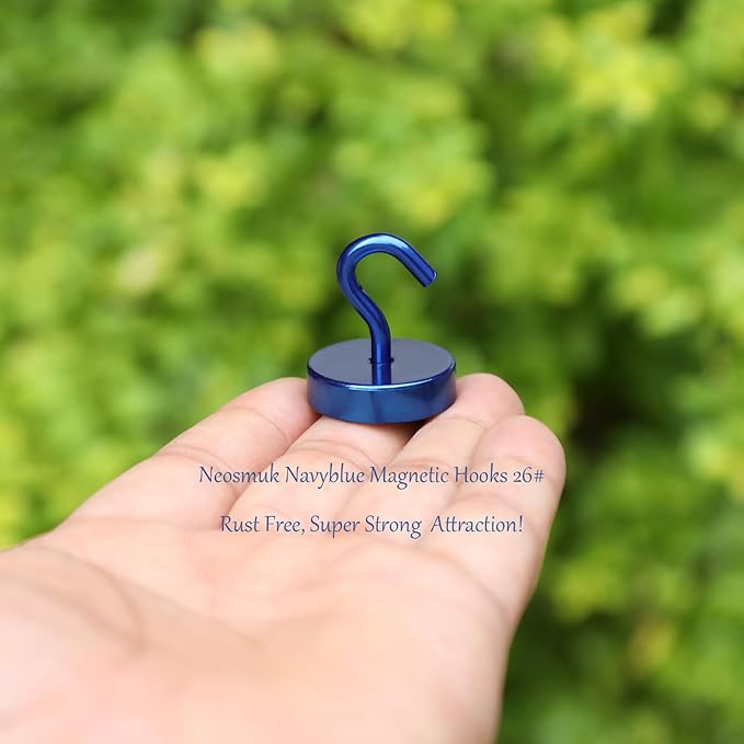 Neosmuk Magnetic Hooks, Cruise Ship Essentials, 80lb+ Heavy Duty Magnetic Hooks for Cruise Cabins, Refrigerator, Grill, Hanging, and Travel | Extra Strong Must-Haves Magnet Hook,Navyblue