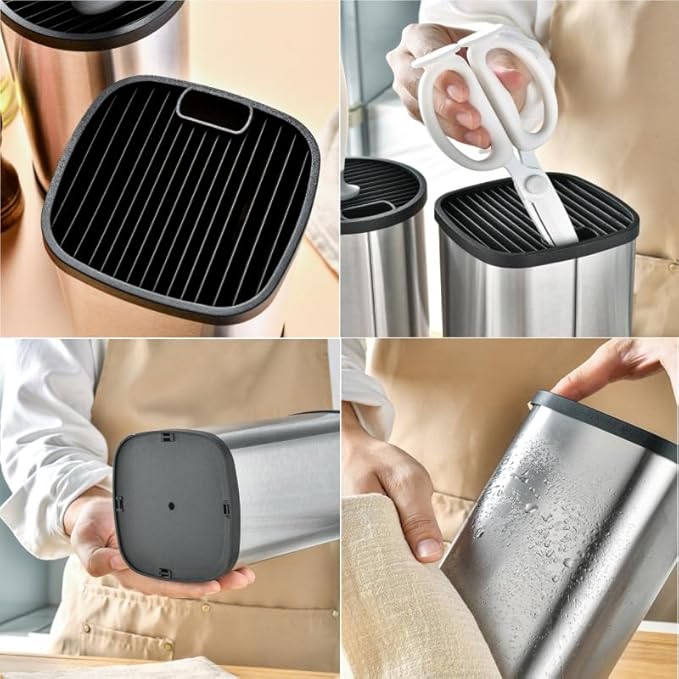 Kitchen Knife Holder,Stainless Steel Universal Knife Block Holder,Edge-Protect Knife Storage Organizer,Space-Saving Knife Storage Countertop, Slotless Knife Holder Storage for Kitchen Counter (Black)