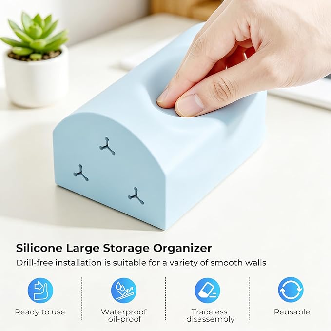 UMUST Silicone Pencil Holder, Self Adhesive Pen Organizer for Desktop, No Drill Wall-Mounted Electric Toothbrush Holder, 3-Slot Multi-Functional Holder Accessories for Home, Office, School (Blcak)