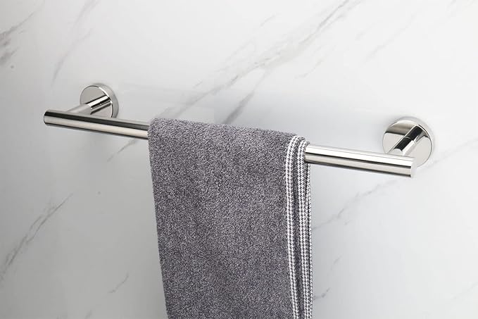 TocTen Bath Towel Bar - Thicken SUS304 Stainless Steel Bathroom Towel Holder, Towel Rod for Bathroom Heavy Duty Wall Mounted Towel Rack Hanger (16IN, Chrome)