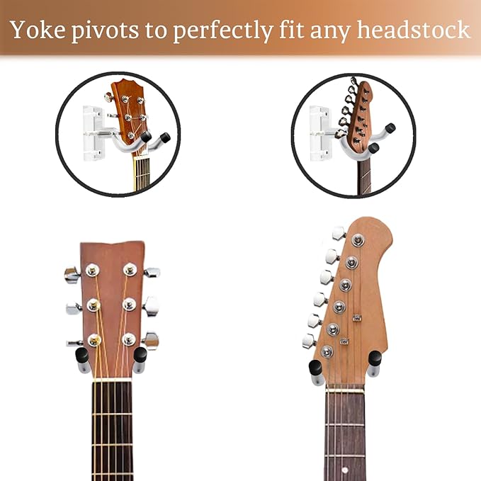 Onmiwod Guitar Wall Mount 2 Pack, Acrylic Guitar Hanger, U-Shaped Guitar Wall Hanger Mount, Guitar Holder Hook Stand Wall for Acoustic, Electric Guitar, Banjo, Bass, for Guitar Player Men Boy