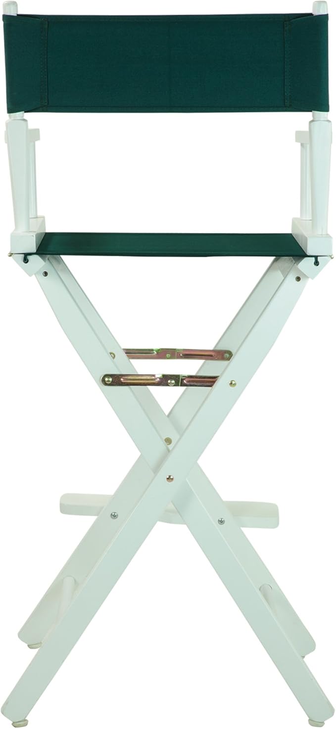 Casual Home Director's Chair ,White Frame/Hunter Green Canvas,30" - Bar Height