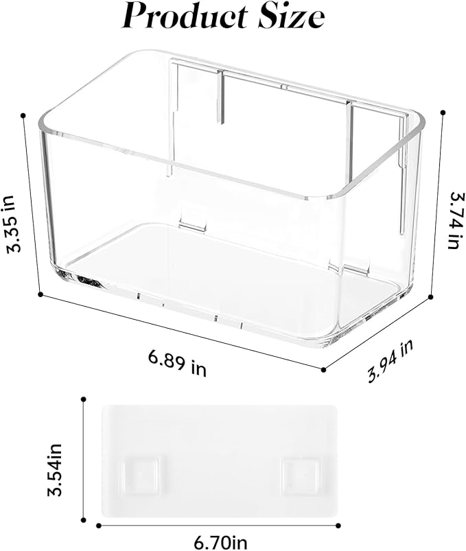PAVSTINE 2 Pack Clear Shower Shelf, Adhesive Bathroom Shower Shelves, Wall Mounted Bathroom Shower Organizer, No Drill Shower Shelves with Self Adhesive Tape, Transparent