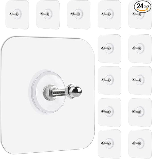 24PCS Picture Hangers,Wall Hangers Without Nails,Adhesive Hooks for Hanging,Wall Hooks,Waterproof and Rustproof to use Inside Kitchen(14mm)