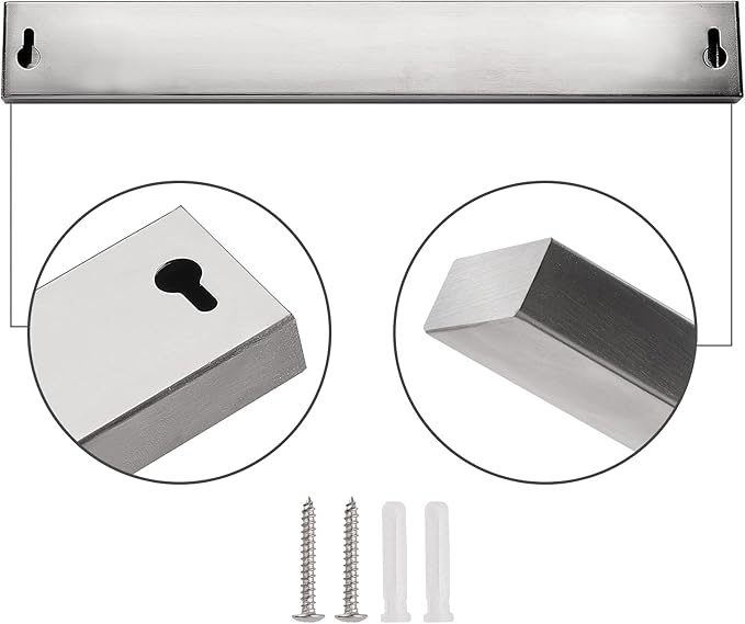 Knife Magnetic Strip - Upgraded 15.7 Inch Stainless Steel Magnetic Knife Holder for Wall with 3M Type, Magnet Knife Strip Bar Rack for Kitchen Utensil & Tool Holder