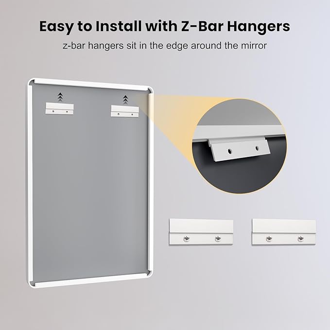 LOAAO 72x36 Inch White Metal Framed Bathroom Mirror for Wall, White Bathroom Vanity Mirror Farmhouse, Large Rounded Rectangle Mirror, Anti-Rust, Tempered Glass, Hangs Horizontally or Vertically