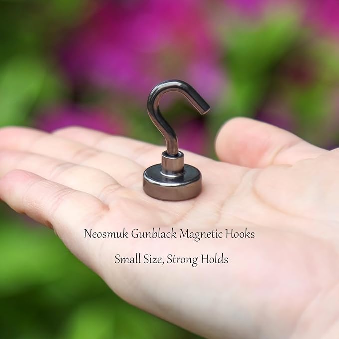 Neosmuk Magnetic Hooks, Heavy Duty 30lb+ Strong Magnet Hook for Cruise Cabins, Cruise Essentials 2026 for Hanging, Metal Wall Refrigerator Hangers (Gunmetal, 10 Pack)