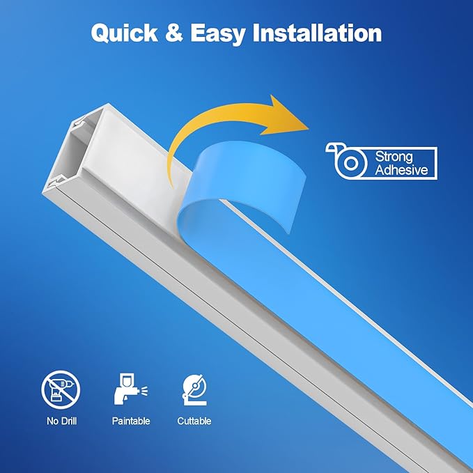 294in Cord Hider Kit, Cord Covers for Wires onWall, One-Cord Cable Hider, Paintable WireHider, Self-Adhesive Wire hiders for TV21xL14inxw0.59inxH0.4in. White