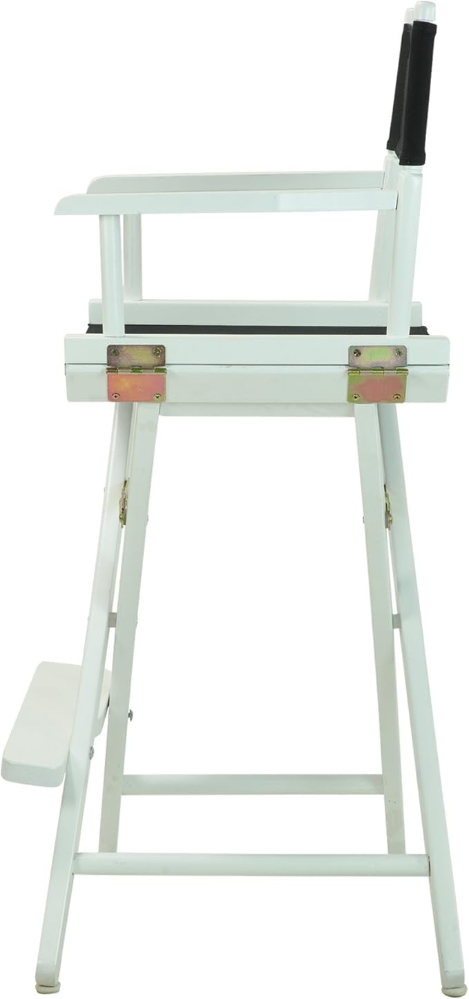 Casual Home Director's Chair ,White Frame/Black Canvas,30" - Bar Height