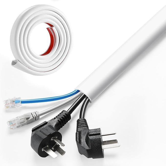 AGPTEK Wall Cord Hider 78 Inch - Self-Adhesive Wire Cover Cable Raceway Flexible PVC Home Wall Mount TV Cable Concealer Pet Cord Protector Management, Protect Cat Dog from Chewing, W 1.2" H 0.5"