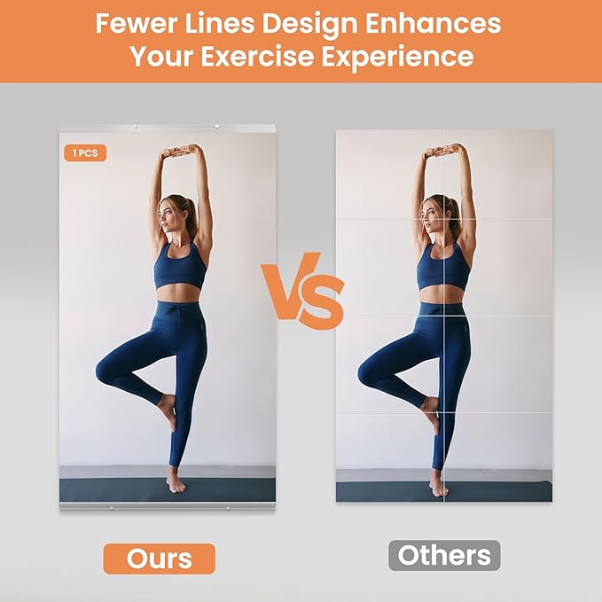 LOAAO Home Gym Mirror, 79"x32"-2 PCS Gym Mirrors for Wall, Frameless, Tempered Glass, Large Workout Mirrors for Home Gym, Dance Studio, Yoga Room, Garage Gym