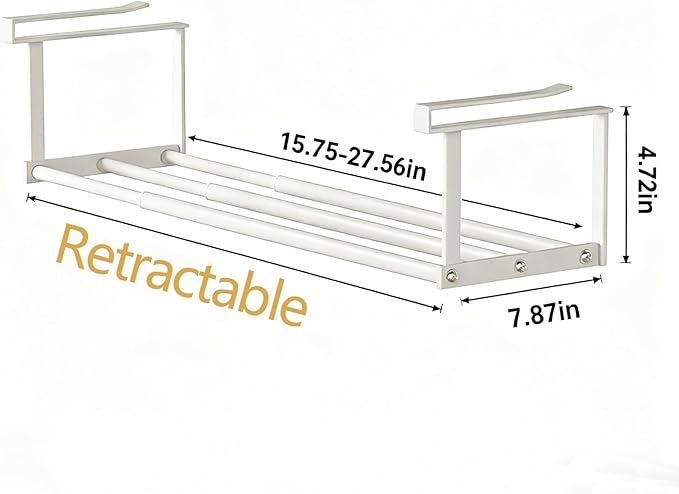 Under-Shelf Expandable Shoe Rack Organizer, White Metal, 40-70cm Width Adjustable, Cabinet Storage for Closet，Retractable Shoe Rack Organizer，Expandable（3 Pcs）