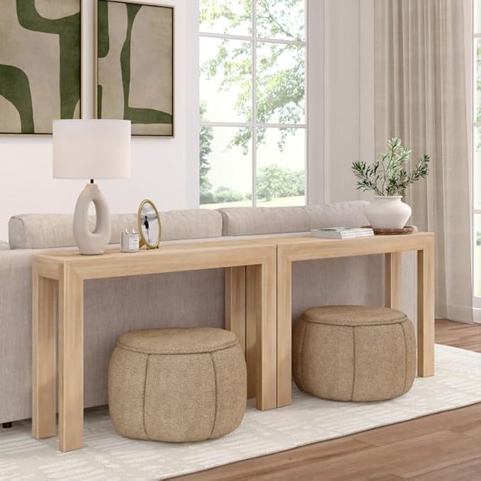 Plank+Beam Modern Solid Wood Console Table, 46 Inch, Sofa Table, Narrow Entryway Table for Hallway, Behind The Couch, Living Room, Foyer, Easy Assembly, Blonde