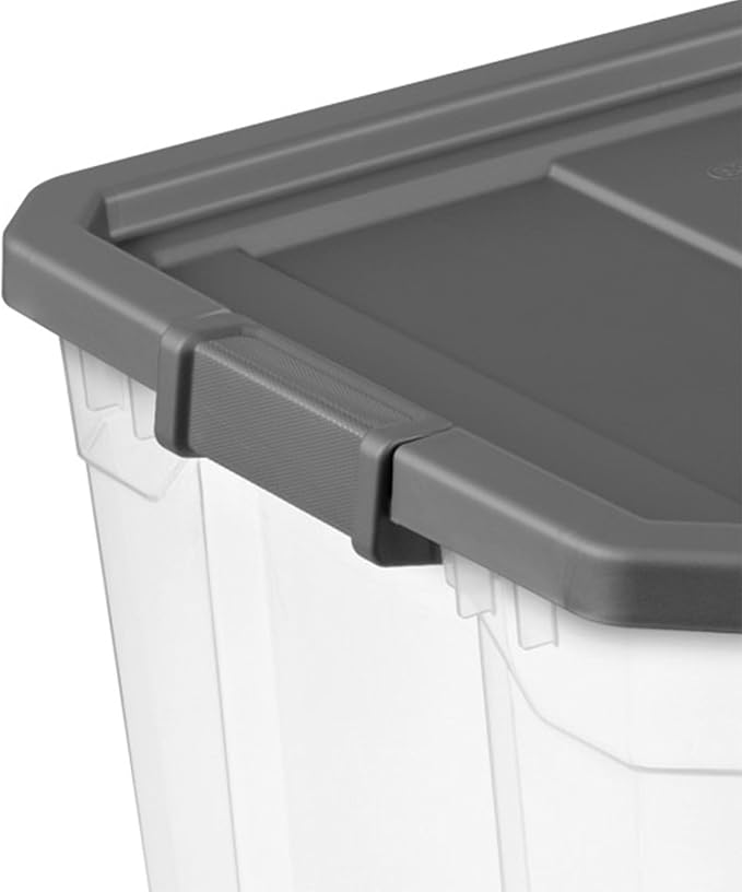 Sterilite 12-Pack Modular Stacker Box, Durable Clear Plastic Storage Bins with Latching Lids, 108 Quart - Stackable Organizing Container Boxes for Closet, Bathroom, and Office