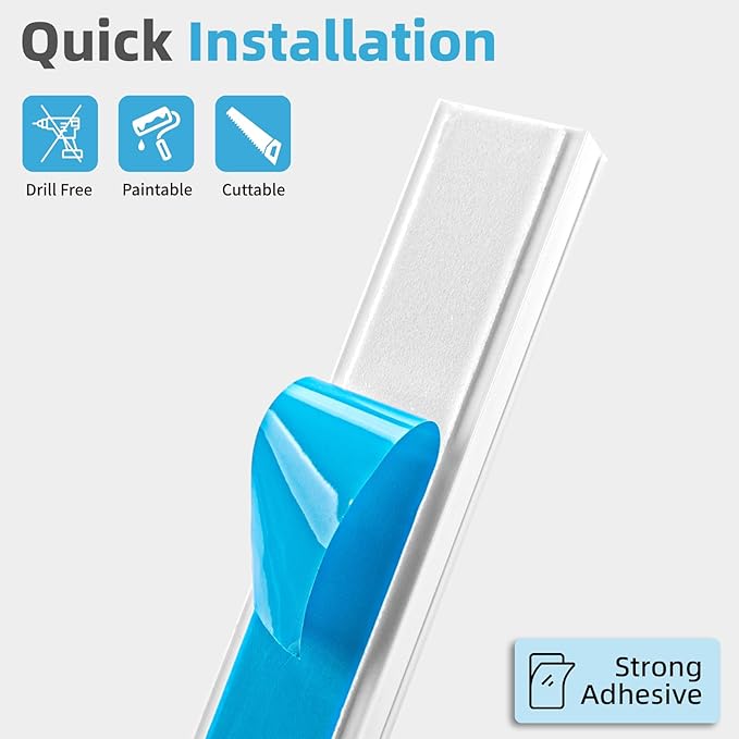 Art3d Cord Hider, 120in Cord Cover, Large Cable Hider, Self Adhesive Wire Covers for 4 Cords, Paintable Cable Raceway Wire Hider, Wall Mount TV Cords Management, 8X W0.94 H0.54in, White