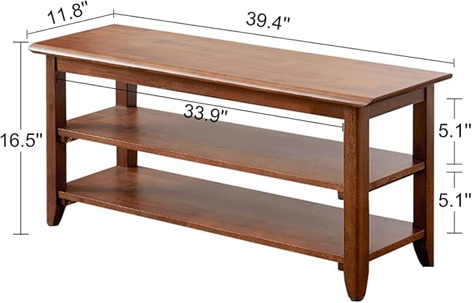 XKZG Shoe Storage Bench Wooden Shoe Rack Bench Rustic Solid Wood Entryway Bench (Brown,39.4")