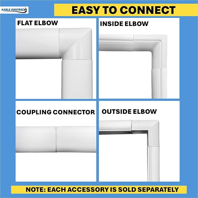 Kable Kontrol Coupling Connector Joint for Half Round Cord Hider, Outdoor Cable Cover Cable Raceway with Adhesive Back 1.2in W x 0.50in H