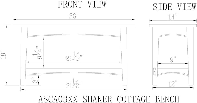 Alaterre Furniture Shaker Cottage Bench with Shelf, Espresso