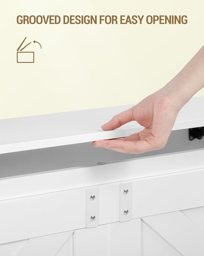Hzuaneri 47.2" Storage Chest, Large Storage Trunk with 2 Hinges, Farmhouse Wooden Box Bench, Lift-Top Organizer Chest, Entryway Trunk for Bedroom, Living Room, White SB12103X