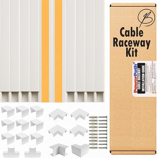 157" Cord Hider Kit | 10 Pcs 15.7in Paintable Cable Raceway with Connectors | T & L Corners | Inside & Outside Elbows | Screws and Anchors | Wall Cable Concealer for TV