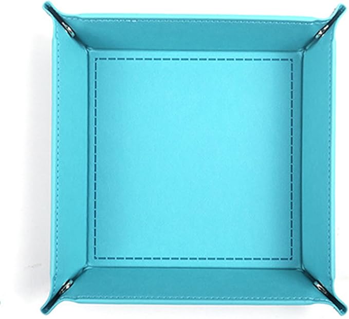 Valet Tray Desktop Storage Organizer – Vegan Leather Catchall Tray Bedside Vanity Tray Nightstand Caddy Holder for Remote Controller, Watch, Keys, Phone, Wallet, Coin, Jewelry, Sky Blue