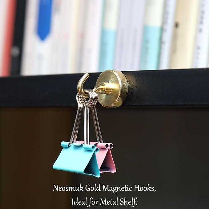 Neosmuk Magnetic Hooks, Heavy Duty 85lb+ Strong Magnet Hook for Cruise Cabins, Cruise Essentials 2026 for Hanging, Metal Wall Refrigerator Hangers (Golden, 10 Pack)