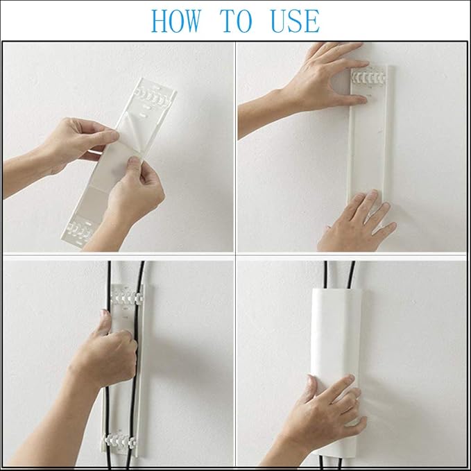 Cable Concealer Cord Cover, Airlxf 4 PCS Self-Adhesive Wall Cable Covers with 8 PCS Double-Side Tapes for TV Computer Office Theater (4PCS Gray)