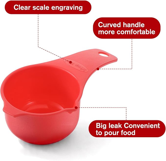 Plastic Measuring Cups Set, 7 Pcs Rainbow Color Dry Measuring Cups Portable Food Measuring Cups Portion Control Nesting Measuring Cups for Baking and Kitchen