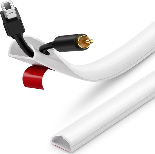 78in Cord Hider for Wall, Hide TV Wires, Self-Adhesive Silicone Cord Covers for Wires on Wall, White Cable Raceway Kit, Paintable Cable Hider Flush to Wall Design in Home Office, 0.7" W x 0.4" H