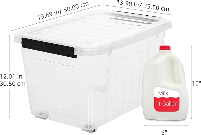 Citylife 54 QT Clear Plastic Storage Bins with Lids Stackable and Nestable Storage Boxes with Lids Large Plastic Storage Containers for Garage, Closet, Kitchen, 6 Packs